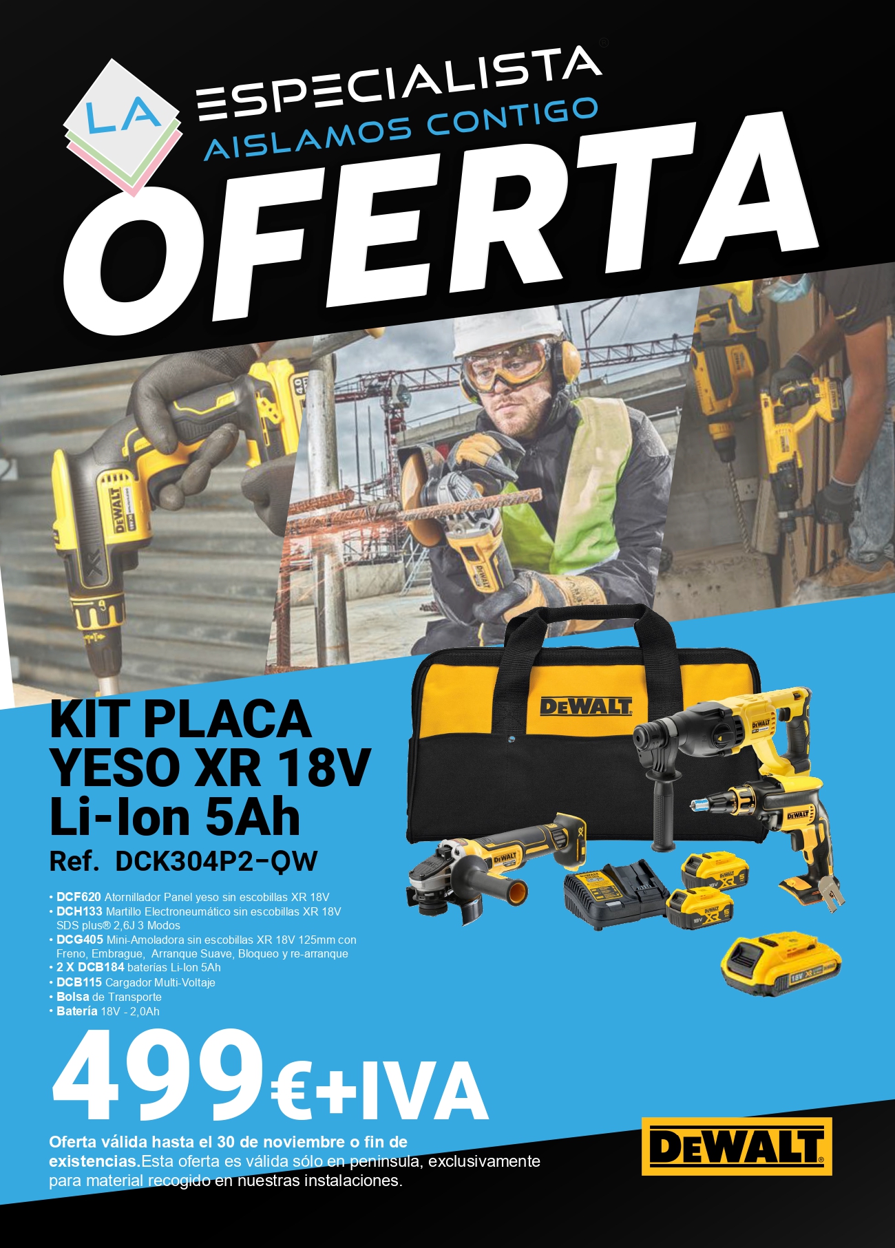 Oferta: kit placa yeso XR 18V Li-Ion 5Ah DEWALT