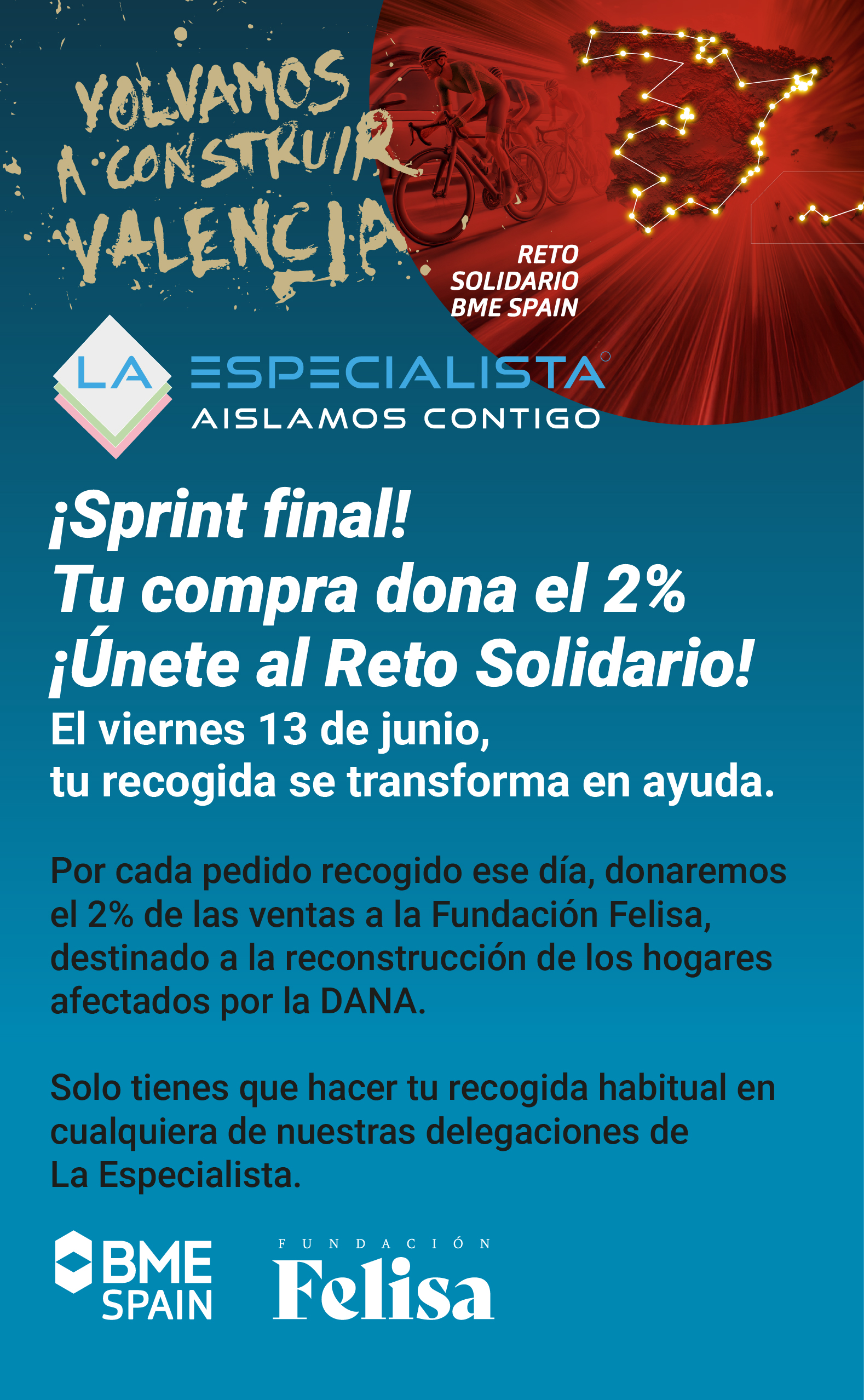 Sprint Final: ¡Tu compra de este viernes dona el 2% para reconstruir Valencia!