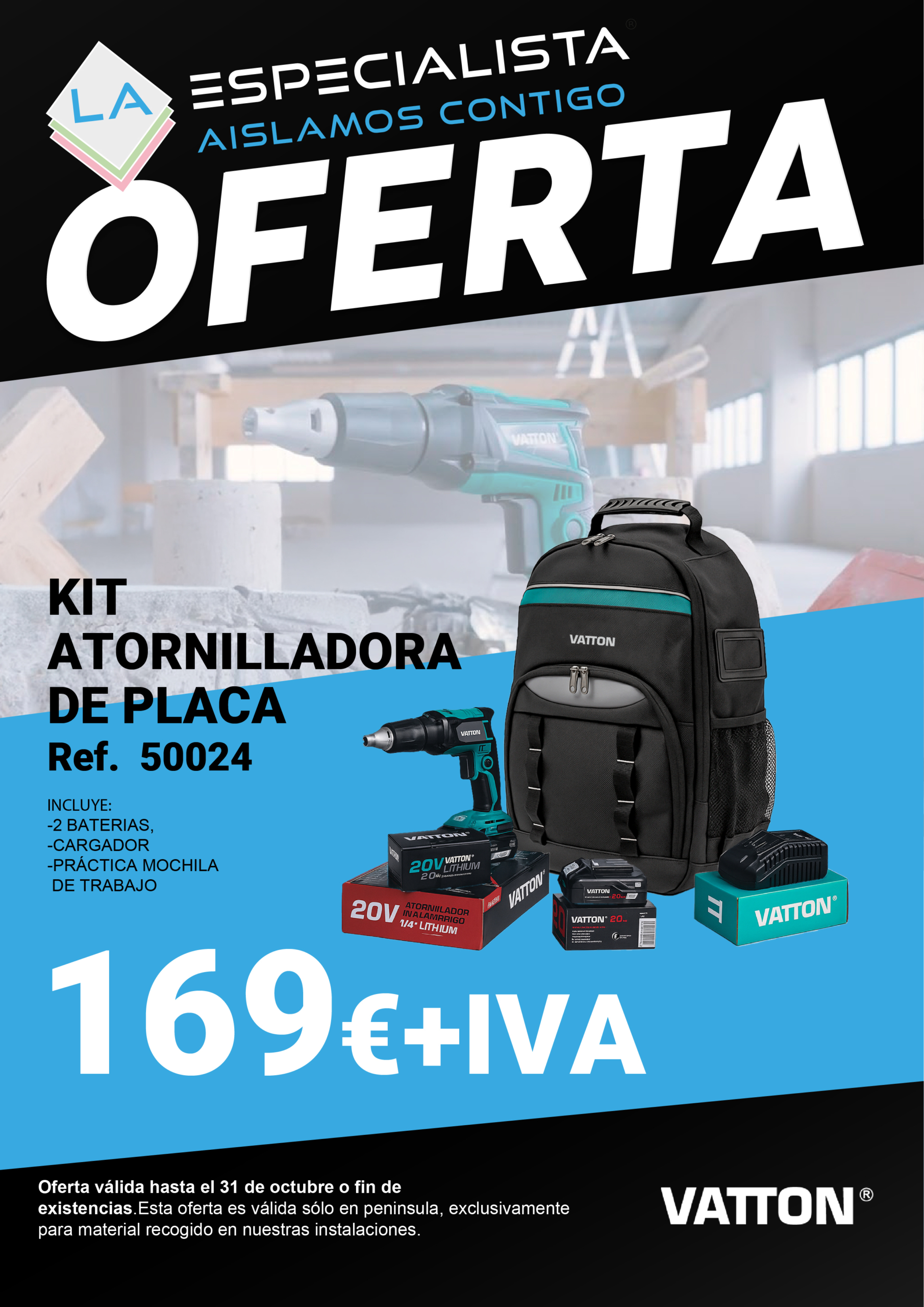 Oferta: kit atornilladora de placa Vatton